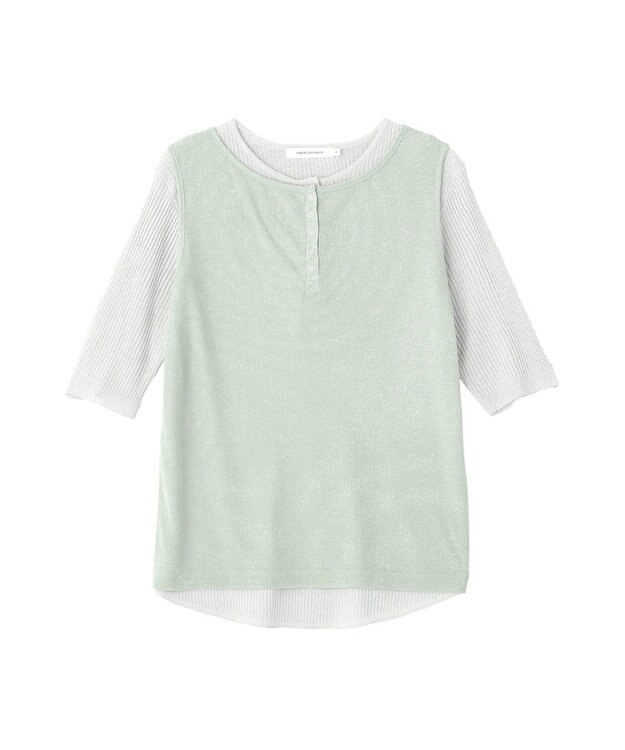 AMERICAN HOLIC 【2点セット】シアーリブヘンリーネックニット＋タンクトップ Light Gray