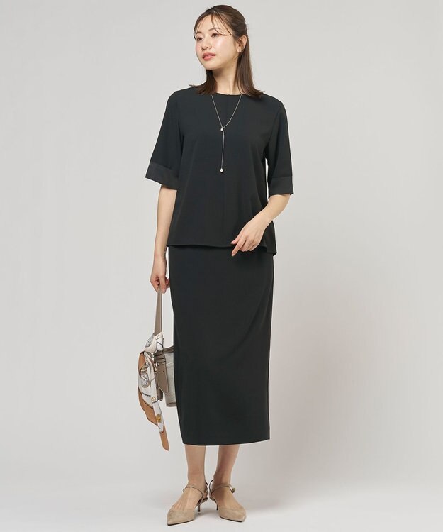 J.PRESS LADIES S 【セットアップ対応】Light ジョーゼット プルオーバー ブラウス ブラック系
