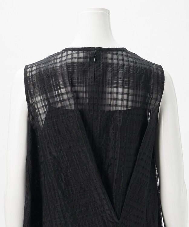 23区 【エステータ】シャドーチェック アシンメトリー ワンピース ブラック系