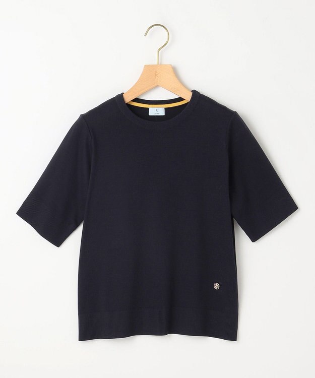 組曲 L 【WEB限定】セーターマシーン 半袖ニットTシャツ ネイビー系