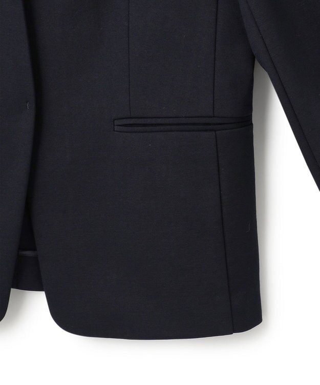 23区 【セットアップ対応/洗える】トリアセジャージー ノーカラージャケット ネイビー系