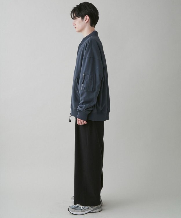 WEGO 起毛TR ワイドストレートスラックス ブラック