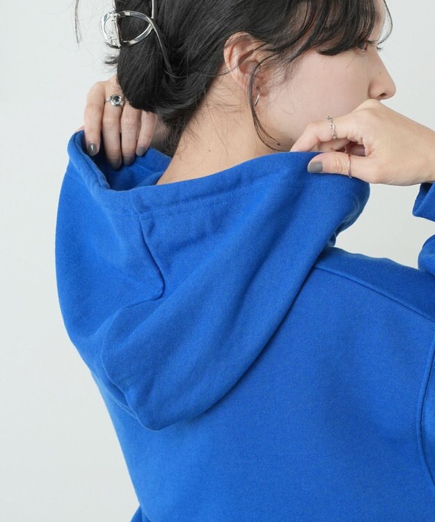 WEGO 配色ロゴデザインショートパーカー ブルー