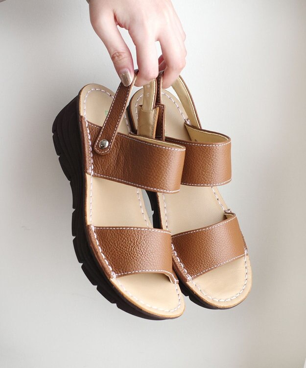 Pointer 本革 超軽量2WAY ツーバンドサンダル ライトブラウン