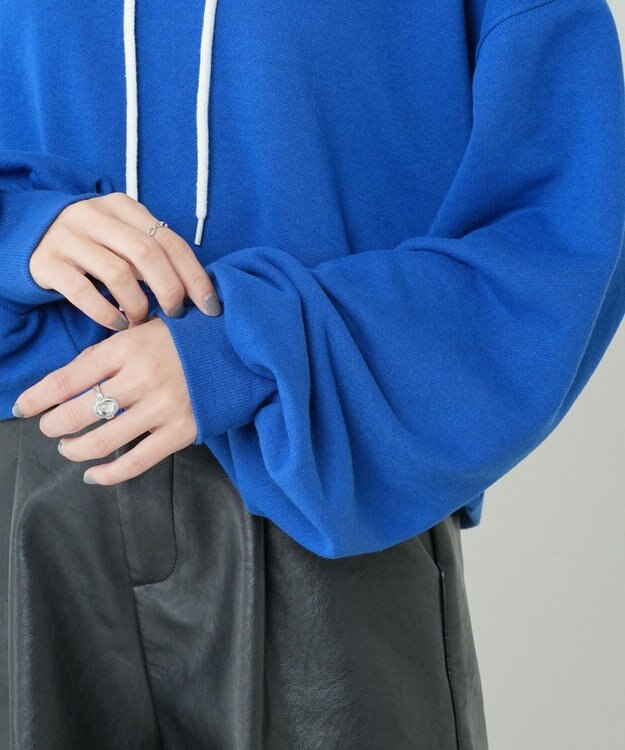 WEGO 配色ロゴデザインショートパーカー ブルー