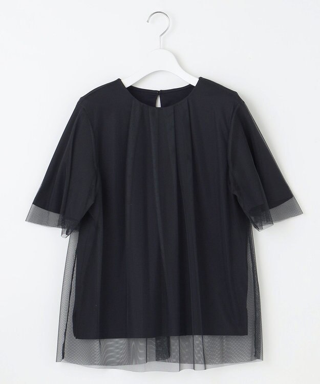 自由区 【洗える】シアーチュールプルオーバー カットソー ネイビー