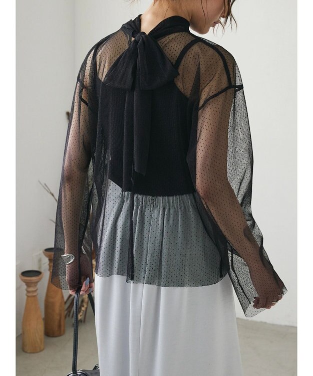 Green Parks AnriettMusee ドットチュール２ＷＡＹボウタイブラウス Black