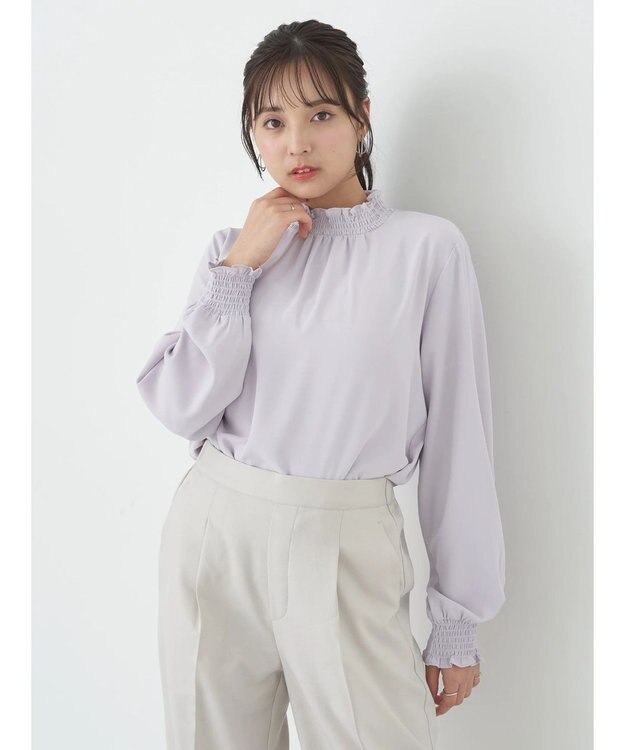 earth music&ecology シャーリングブラウス Light Pink