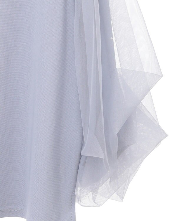 earth music&ecology キラキラストーンパールチュールスリーブプルオーバー Gray