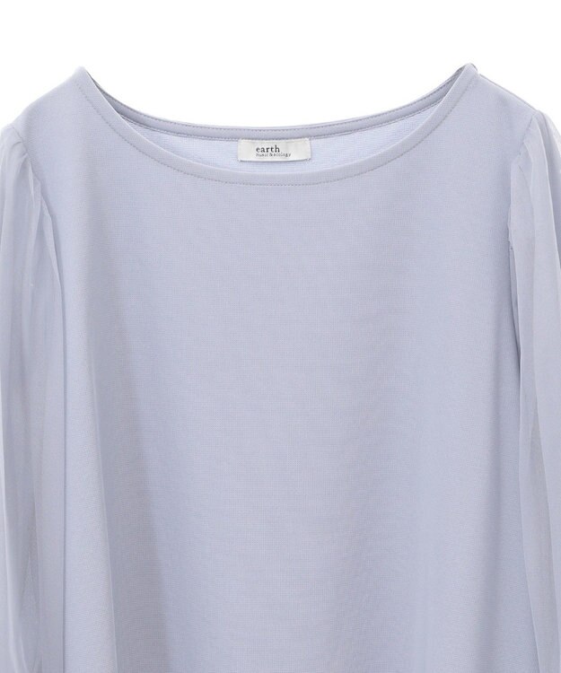 earth music&ecology キラキラストーンパールチュールスリーブプルオーバー Gray