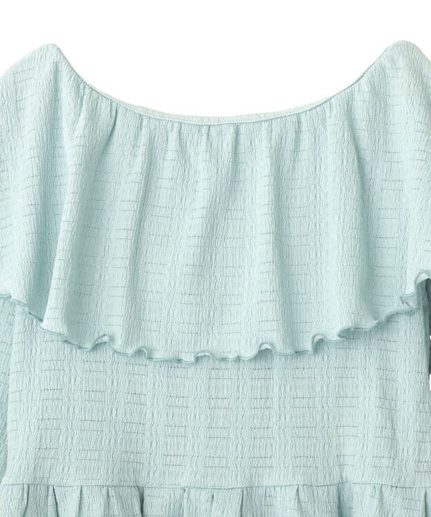 earth music&ecology 【予約】ラッフルカラーカットブラウス サックスブルー