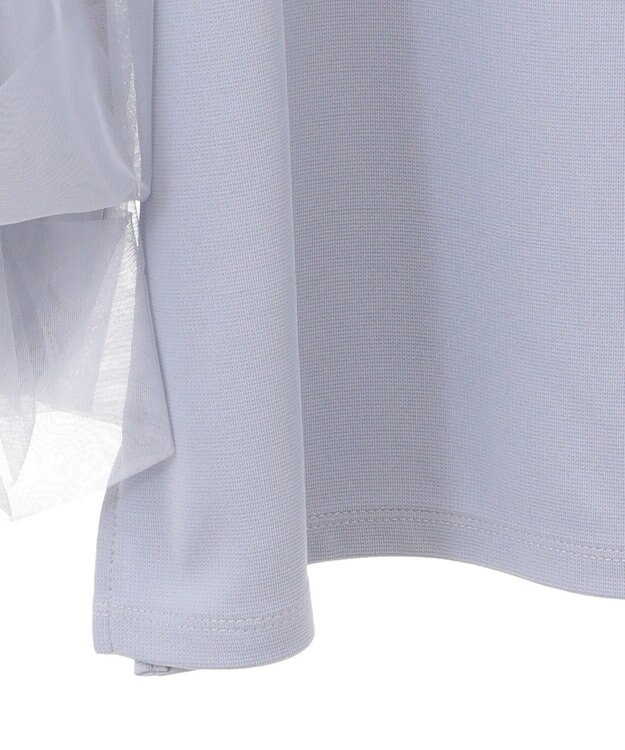 earth music&ecology キラキラストーンパールチュールスリーブプルオーバー Gray