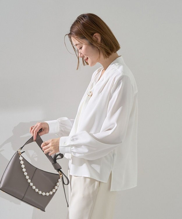 YECCA VECCA スカーフリング付きボウタイブラウス Off White