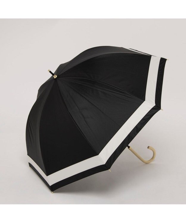 UNBILLION カシュネ cachenez / 【晴雨兼用】【日傘】UV カット率99％以上 PU切り継ぎボーダーバルーンショートパラソル ブラック