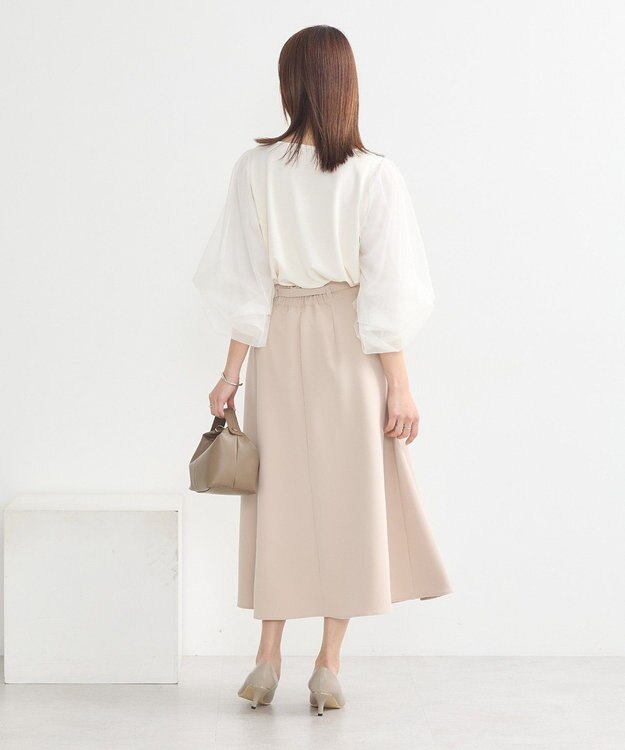 earth music&ecology キラキラストーンパールチュールスリーブプルオーバー Ivory