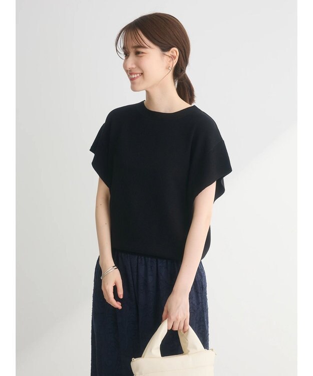 Green Parks 推しニット　フレンチスリーブニットプルオーバー Black