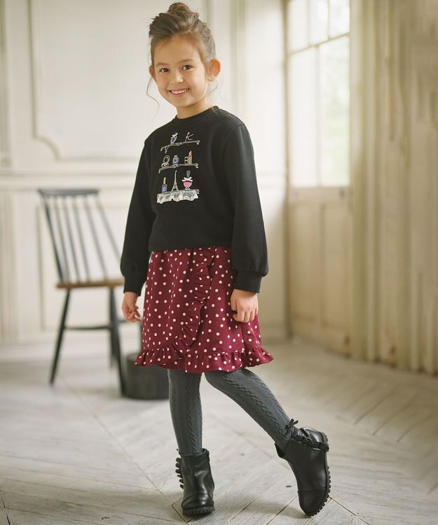 組曲 KIDS 【110-140㎝】Lady Dot スカート ワインレッド系5