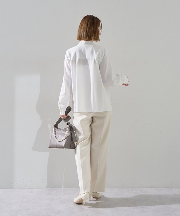 YECCA VECCA スカーフリング付きボウタイブラウス Off White