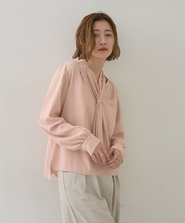 YECCA VECCA スカーフリング付きボウタイブラウス Pink