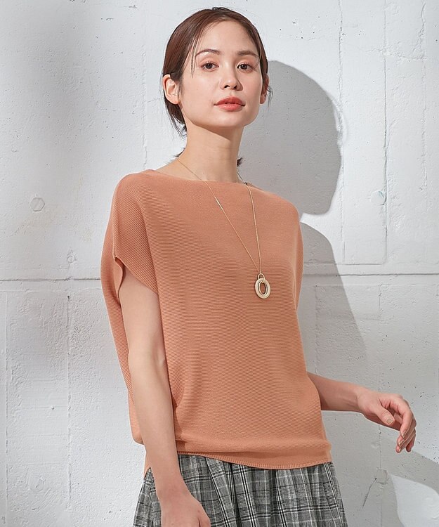 ANY L 【洗濯機可能/アンチピリング/UVケア】アクリルガーターコクーンニット オレンジ