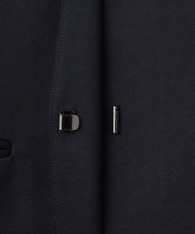 23区 【セットアップ対応/洗える】トリアセジャージー ノーカラージャケット ネイビー系