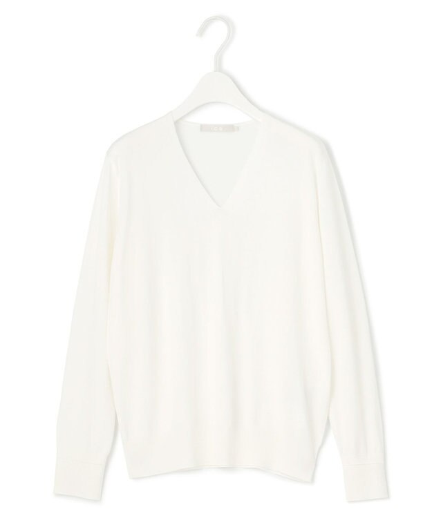 ICB 【WEB限定カラーあり・接触冷感・UVケア・洗える】 シンセティックハイゲージ Vネックプルオーバー オフホワイト系