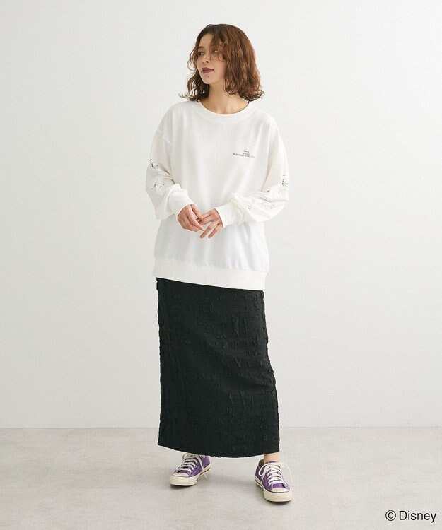 Green Parks ナイトメア／袖プリントミニ裏毛プルオーバー White