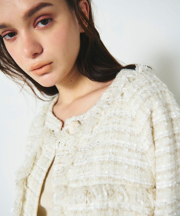 GRACE CONTINENTAL フリンジドルマンジャケット キナリ