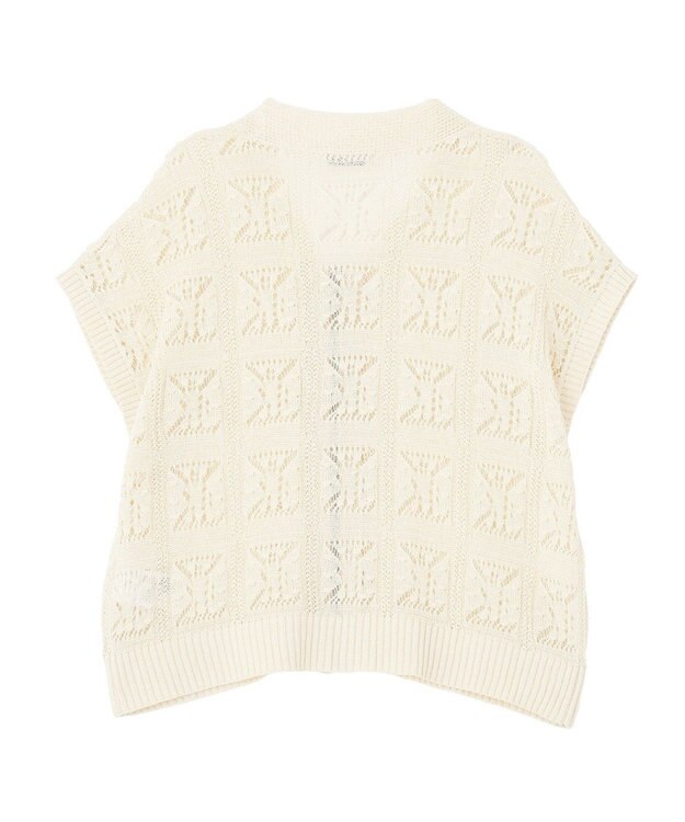 Green Parks 透かし編みＺＩＰニットベスト Ivory