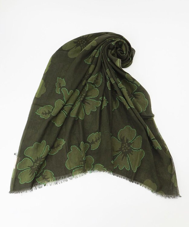 JOSEPH ABBOUD 【インド製】アロハモチーフショール グリーン系5