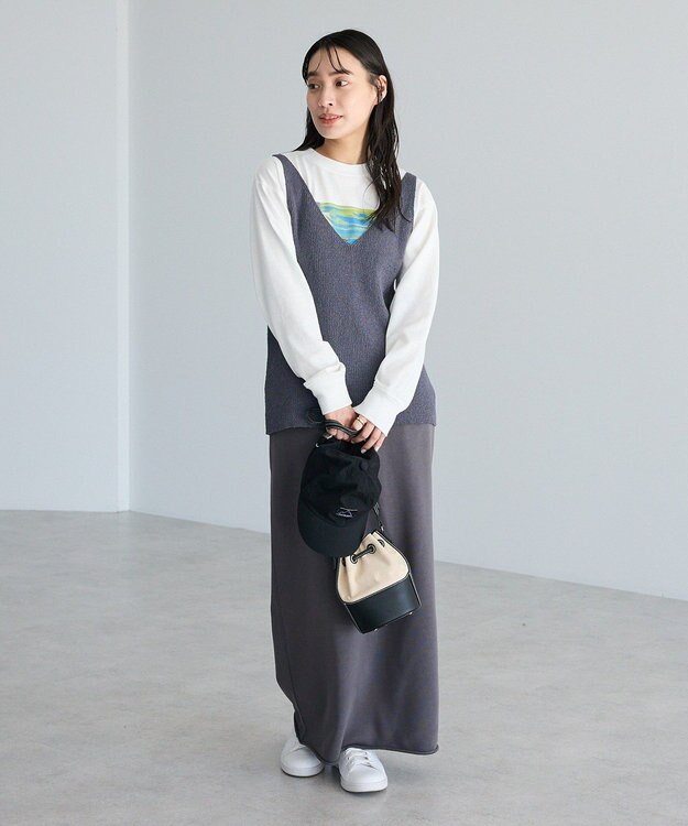 CRAFT STANDARD BOUTIQUE ダブルウェストカットソーロングスカート Dark Gray