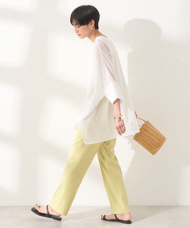 AMERICAN HOLIC 【接触冷感】Ｖネックシアー半袖ＢＩＧシャツ Off White