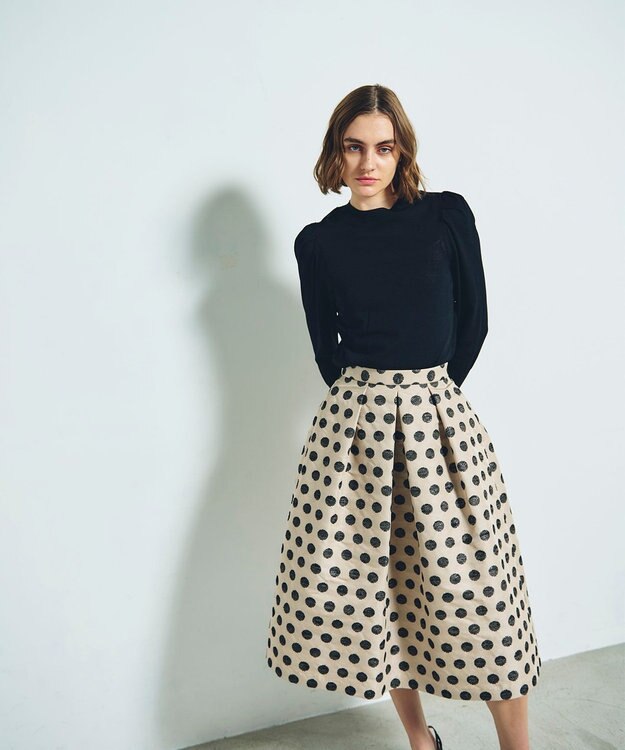 GRACE CONTINENTAL ラメドットジャガードスカート ベージュ