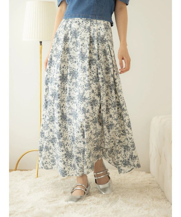 earth music&ecology 隠れリス柄スカート Ecru