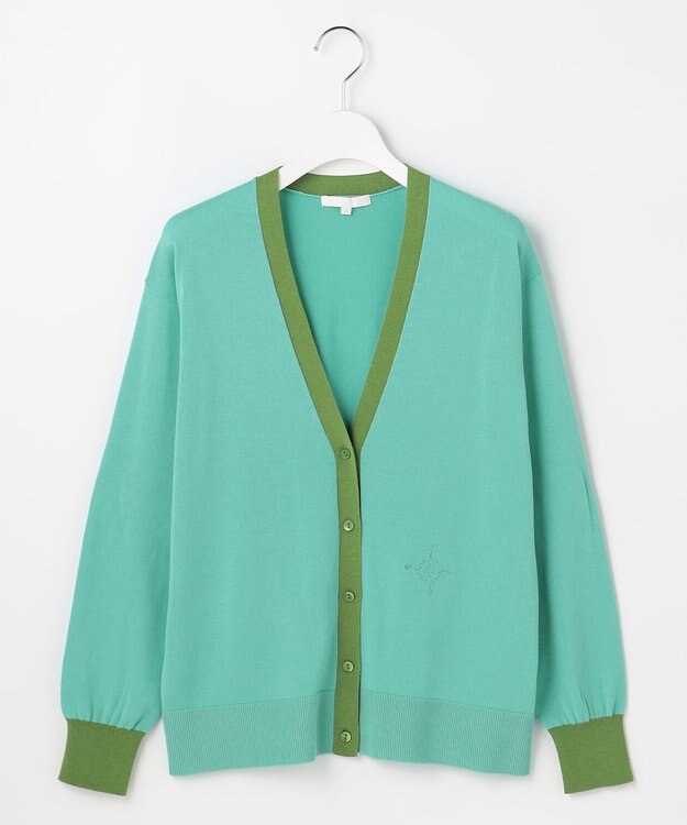 自由区 S カラーブロック カーディガン ブルー×グリーン