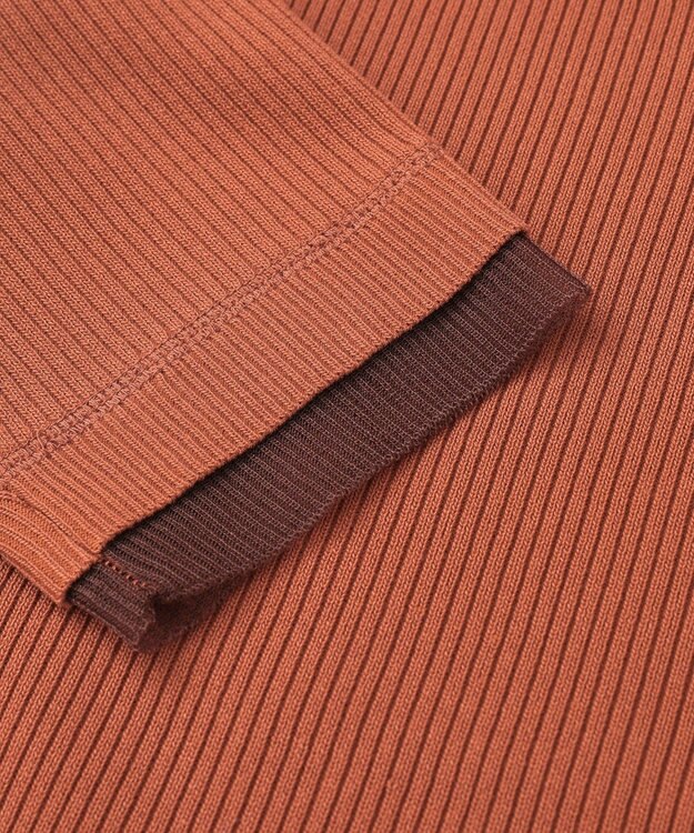 Green Parks 袖レイヤー５分袖ニットプルオーバー Orange