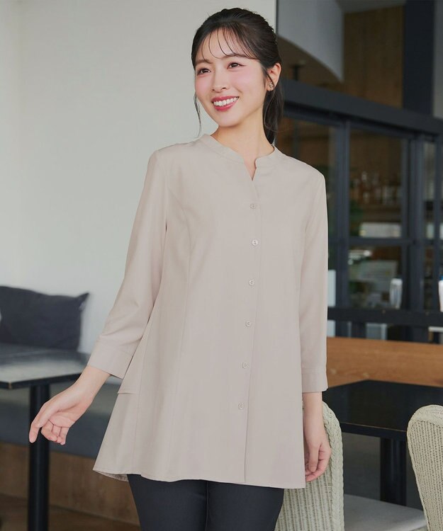 Tiaclasse バックタックフレアチュニック グレージュ