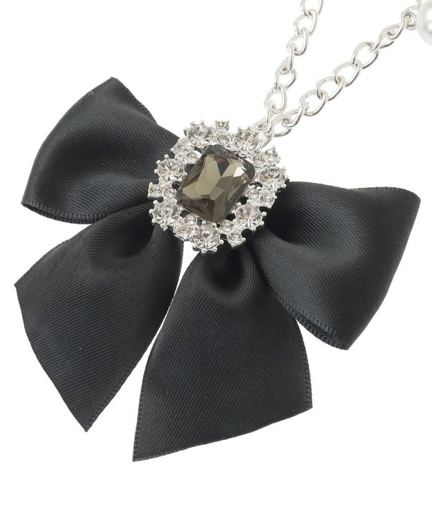 Maison de FLEUR ビジューリボンパールバッグチャーム Black