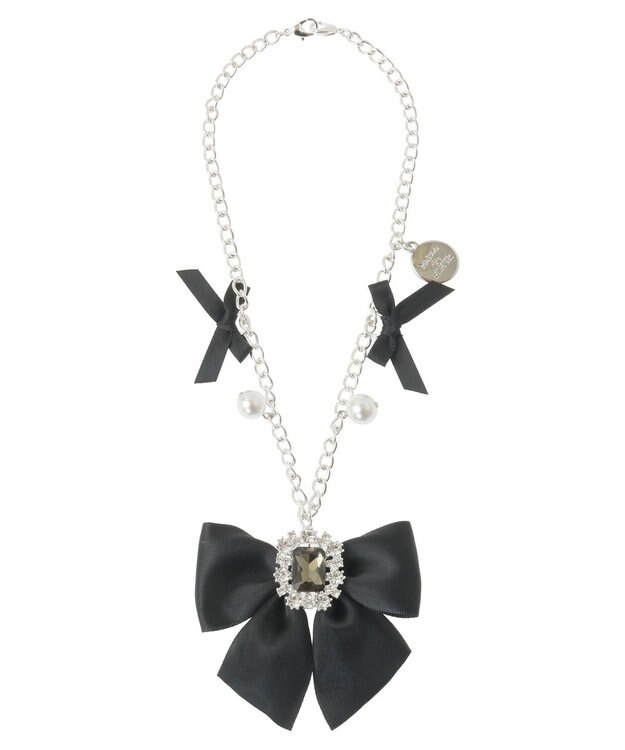 Maison de FLEUR ビジューリボンパールバッグチャーム Black