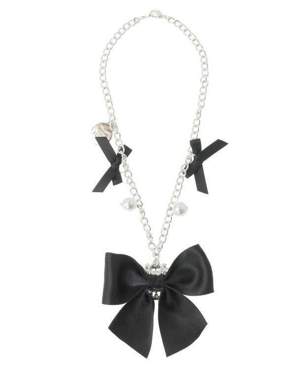 Maison de FLEUR ビジューリボンパールバッグチャーム Black