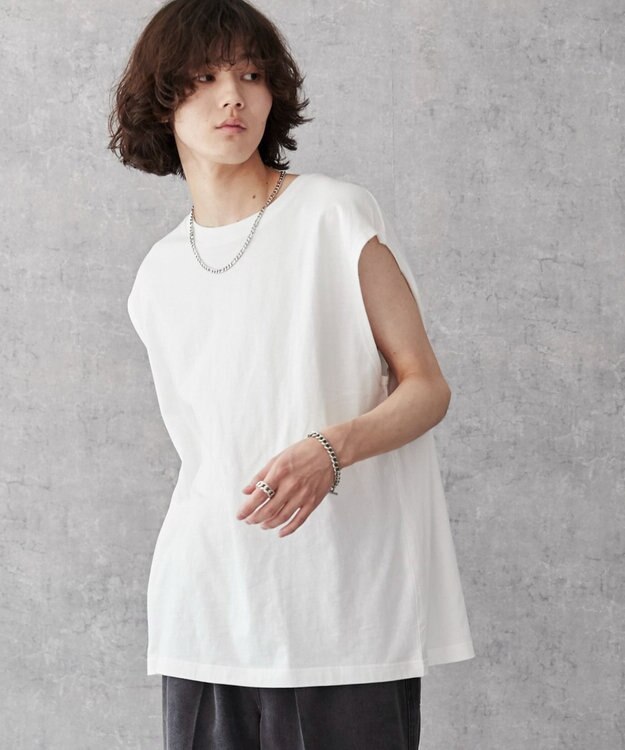 WEGO 【5色3サイズ展開/ユニセックス着用ITEM/洗える/綿100%】スリーブレスコットンT ホワイト