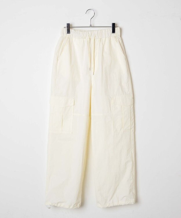 WEGO 【ウエストゴム】ナイロンイージーワイドカーゴパンツ オフホワイト