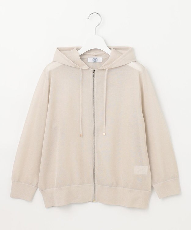 J.PRESS LADIES L 【洗える】シアーライトニット パーカー ベージュ系