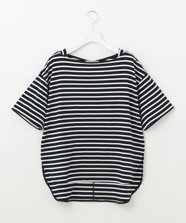 UNFILO L 撥水汗ジミ防止ボーダーT ネイビー系1