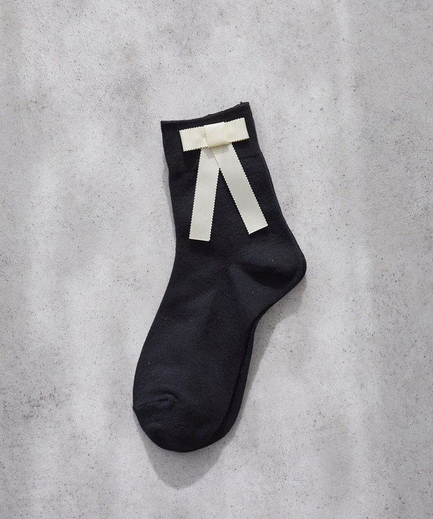 Maison de FLEUR グログランリボンソックス Black