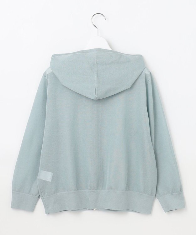 J.PRESS LADIES L 【洗える】シアーライトニット パーカー シーブルー系