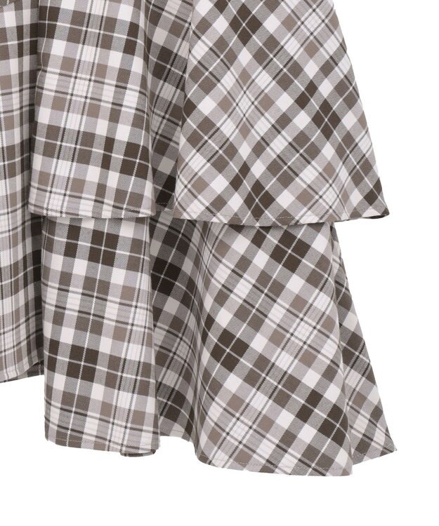 earth music&ecology ティアードイレヘムスカート Check Brown
