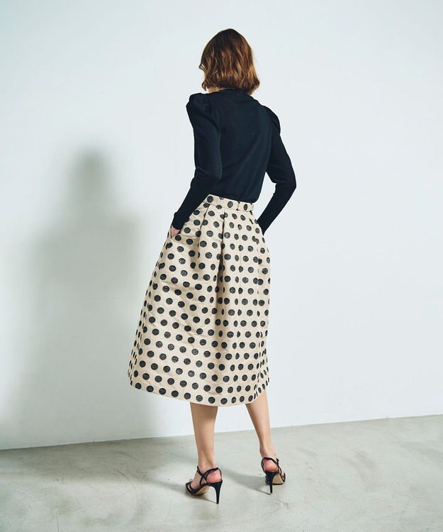 GRACE CONTINENTAL ラメドットジャガードスカート ベージュ