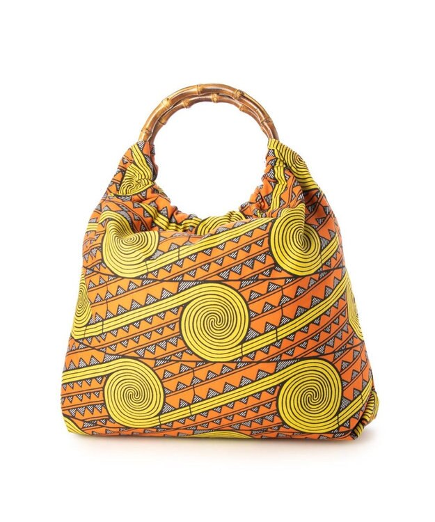 UNBILLION カシュカシュ cachecache / アフリカンプリントバンブーハンドルトート オレンジ