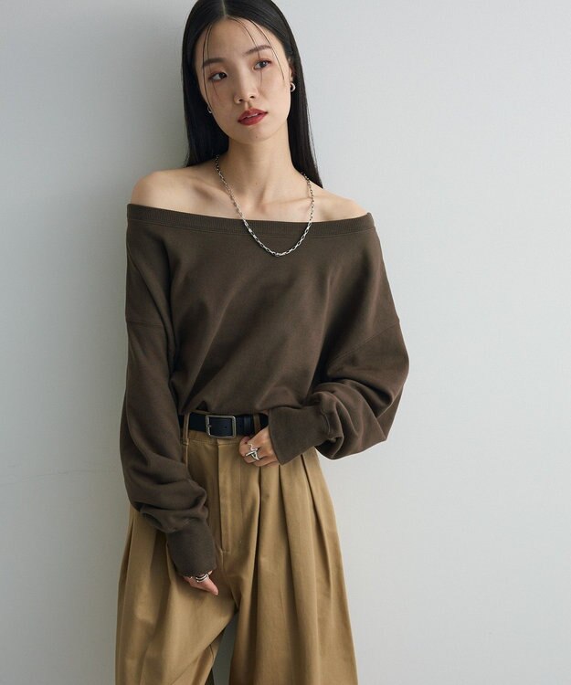 Green Parks オフショルスウェット Brown